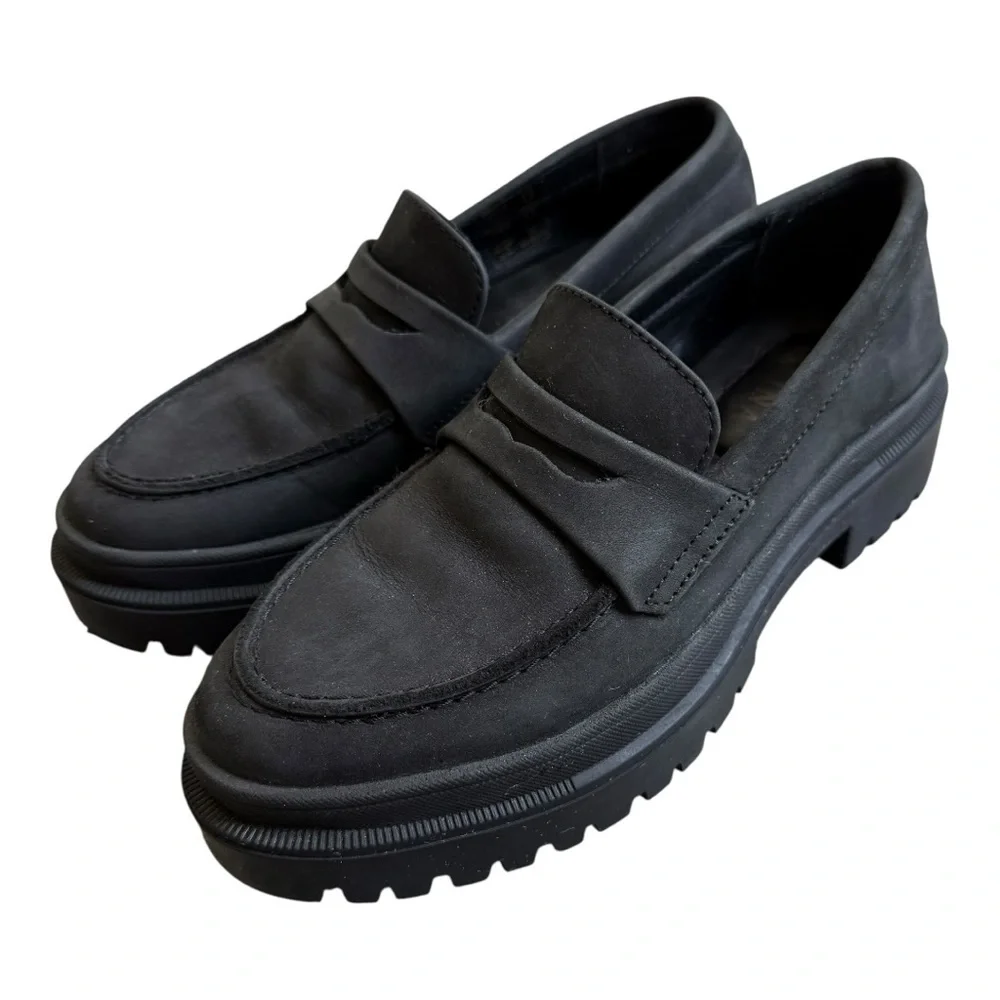 Portland Leather Goods Patina Shadow Black Zoe Chunky Loafers Size 6.5 - Picture 12 of 15